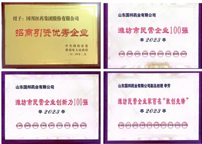 【喜讯】尊龙凯时医药及下属山东尊龙凯时药业喜获2023潍坊招商引资优秀企业、潍坊民营企业100强等多项荣誉